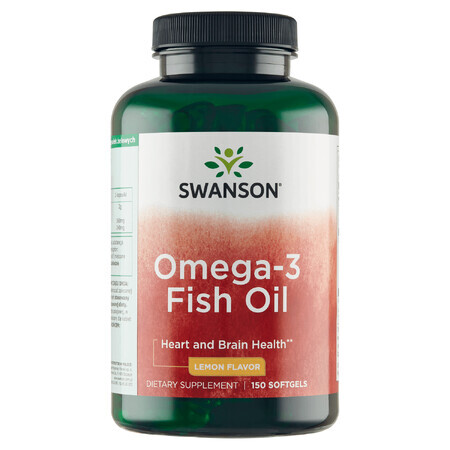 Swanson Omega-3 Visolie, citroensmaak, 150 gelcapsules