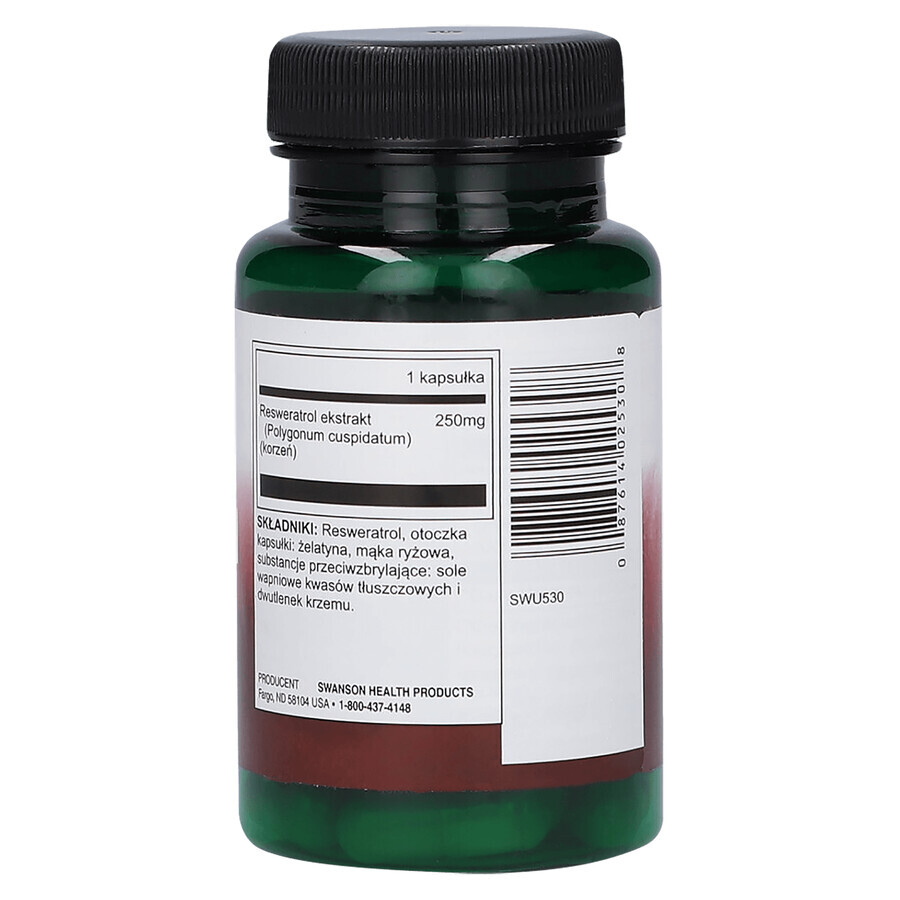 Swanson Resveratrol, resveratrol 250 mg, 30 capsules