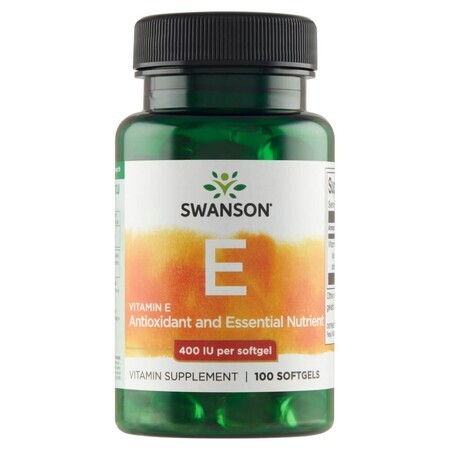 Swanson E, vitamina E naturală 400 UI, 100 capsule gel