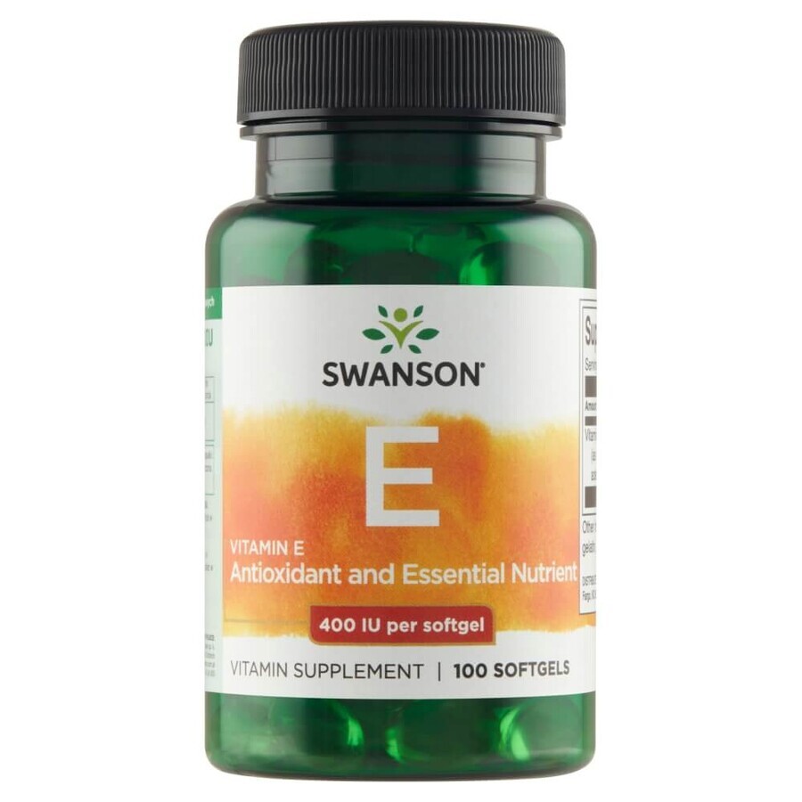 Swanson E, vitamina E naturală 400 UI, 100 capsule gel