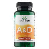 Swanson A &amp; D, vitamina A 500 µg + D 400 UI, 250 capsule in gel