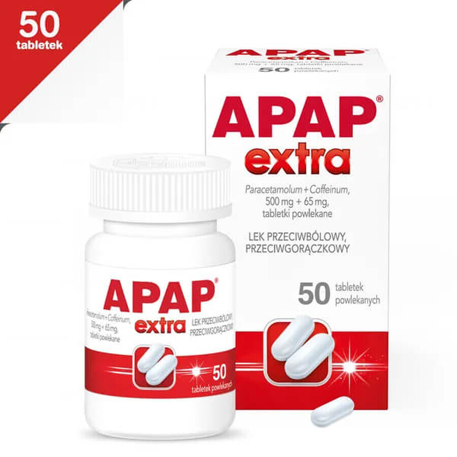 Apap Extra 500 mg + 65 mg, 50 filmomhulde tabletten