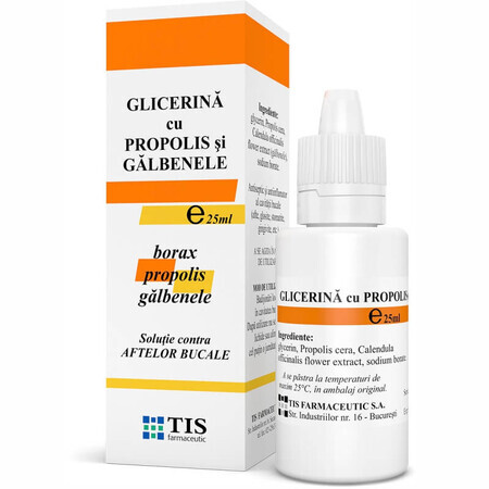 Glycerin with propolis and marigold, 25 ml, Tis Farmaceutic