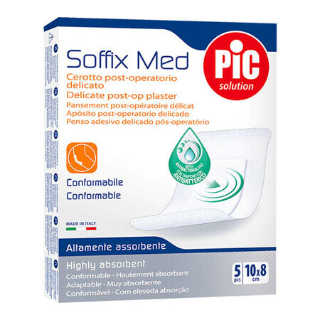 Pic Solution Soffix Med, postoperatieve antibacteriële pleister, 8 cm x 10 cm, 5 stuks