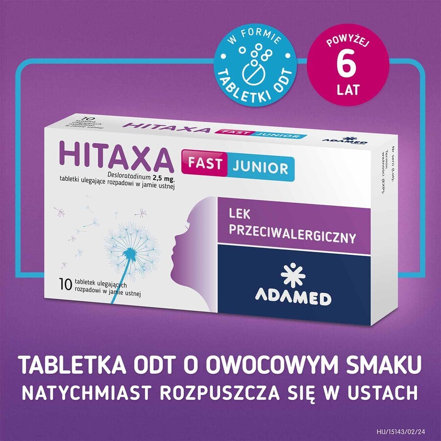 Hitaxa Fast Junior 2,5 mg, 10 compresse disintegrabili per via orale