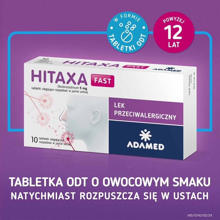 Hitaxa Fast 5 mg, 10 orally disintegrating tablets