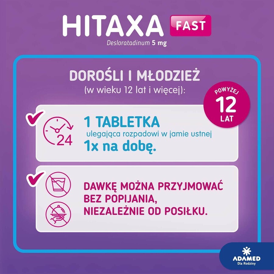 Hitaxa Fast 5 mg, 10 orally disintegrating tablets