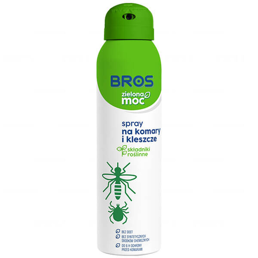 Bros Green Power, spray tegen muggen, teken, zonder DEET, 90 ml