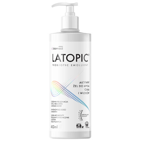 Latopic Probiotic Emollient, active cleansing gel for body and hair, from day 1, 400 ml