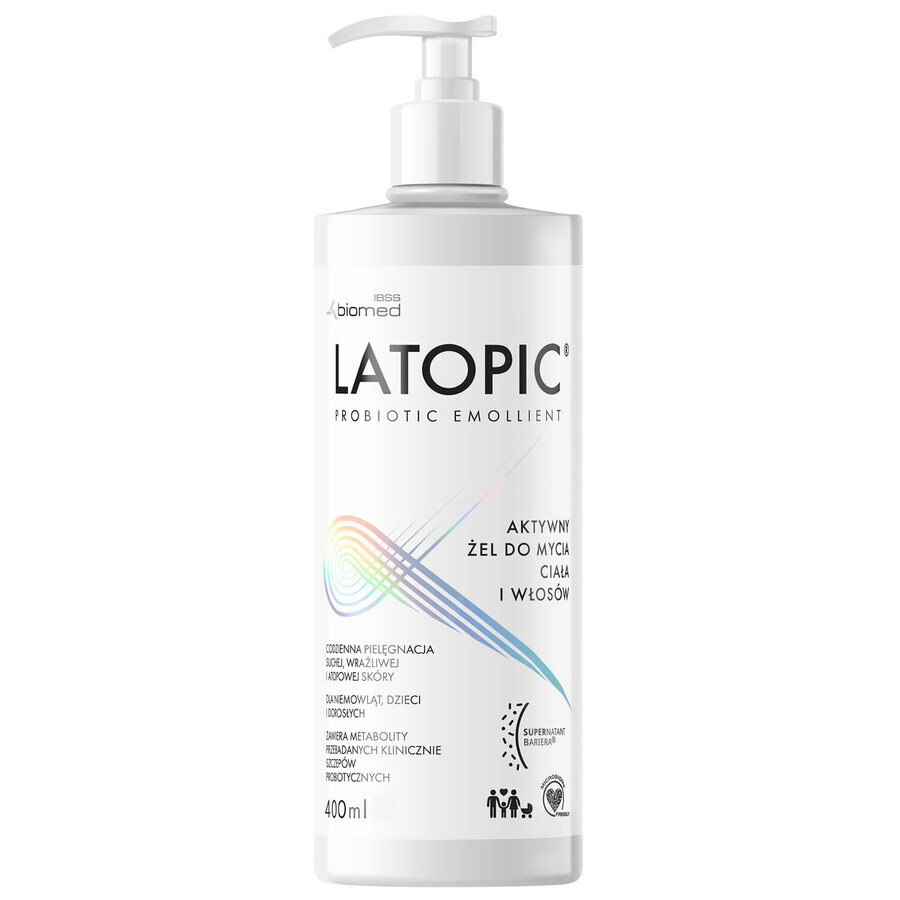 Latopic Probiotic Emollient, active cleansing gel for body and hair, from day 1, 400 ml