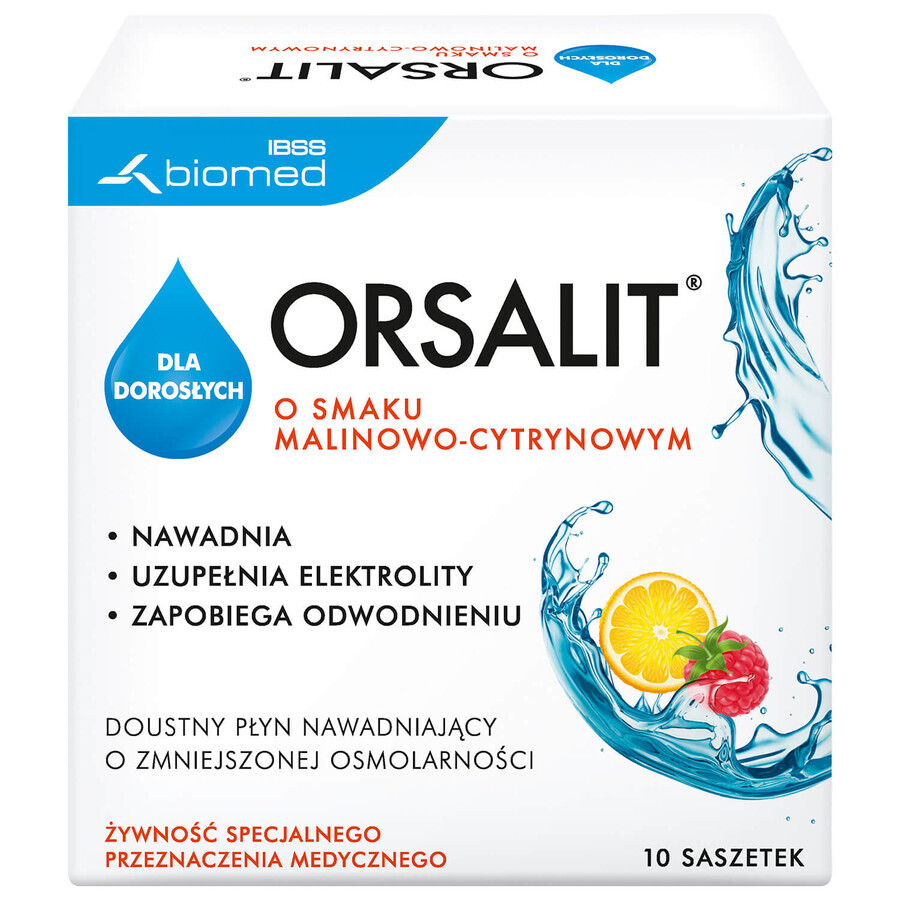 Orsalit for adults, lemon and raspberry flavor, 4.46 gx 10 sachets