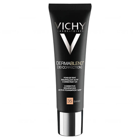 Vichy Dermablend Correzione 3D, fondotinta livellante della superficie cutanea, n. 35, Sabbia, 30 ml