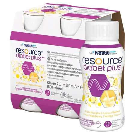 Ressource Diabet Plus, Vanillegeschmack, 4x200 ml