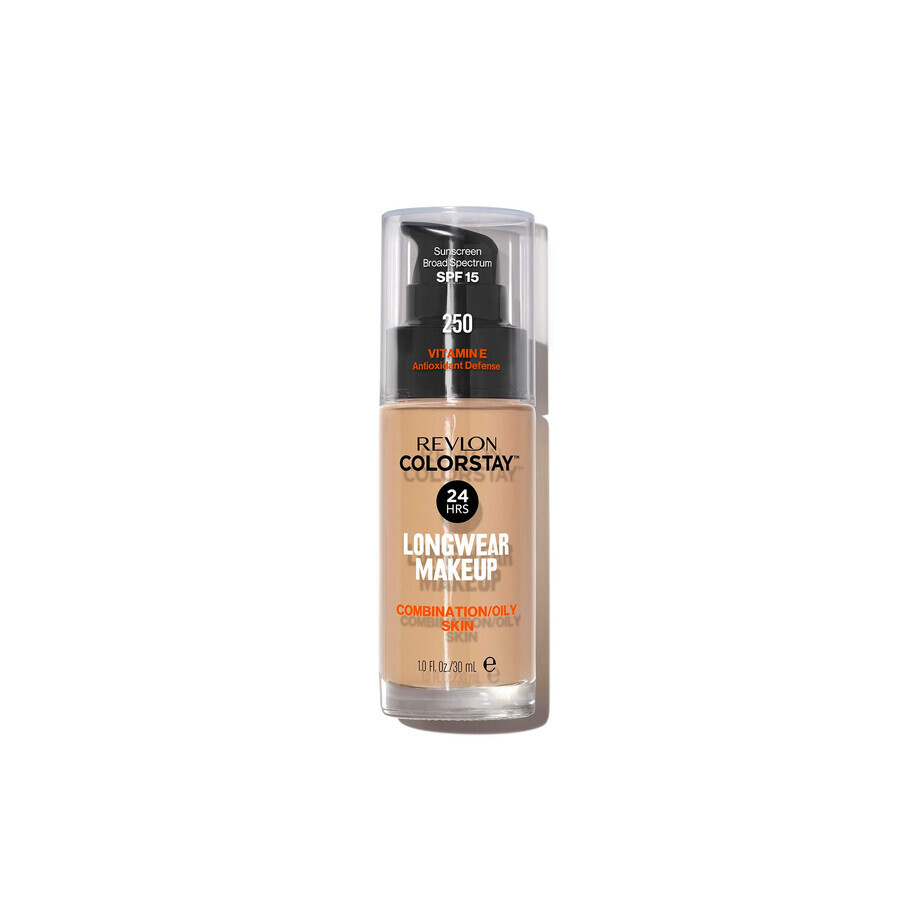 Revlon ColorStay, foundation voor gemengde en vette huid, No. 250, Fresh Beige, met pompje, 30 ml