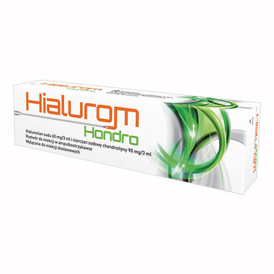 Hialurom Hondro, (60 mg + 90 mg)/ 3 ml, soluzione per iniezione intravitreale, siringa da 3 ml x 1 fiala