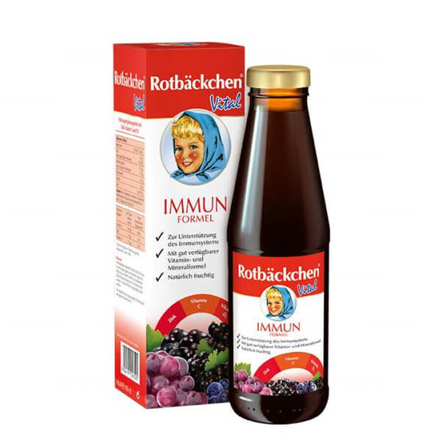 Rotbackchen Vital Immun Formel, Errötende Wangen Immunitätsformel, Saft für Kinder ab 4 Jahren und Erwachsene, 450 ml