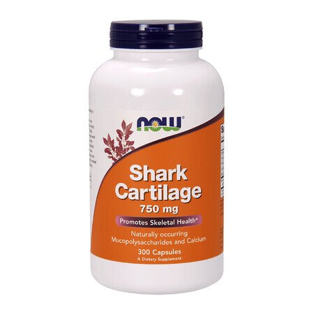 Now Foods Shark Cartilage 750 mg, cartilage de requin, 300 gélules