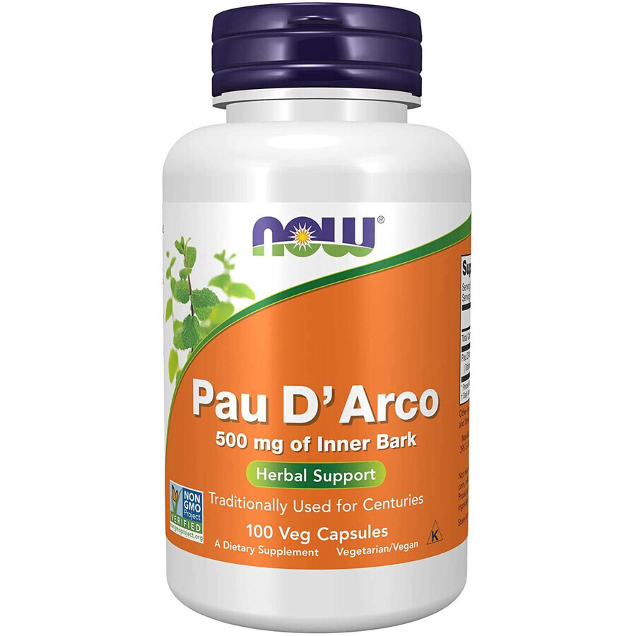 Now Foods Pau D'Arco 500 mg, Lapacho, 100 vegetarische Kapseln