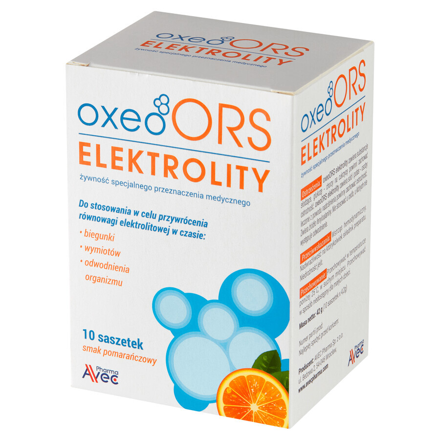 Oxeo ORS Electrolytes, orange flavor, 4.2 gx 10 sachets