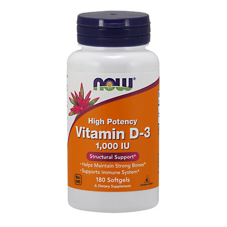 Now Foods Vitamina D-3 1000 UI, vitamina D, 180 capsule