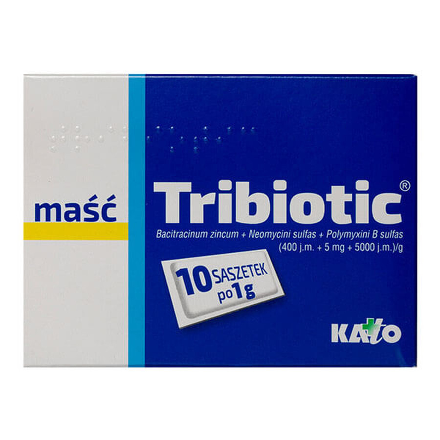 Tribioticum (5 mg + 0,833 mg + 0,01 g)/g, zalf, 1 g x 10 sachets