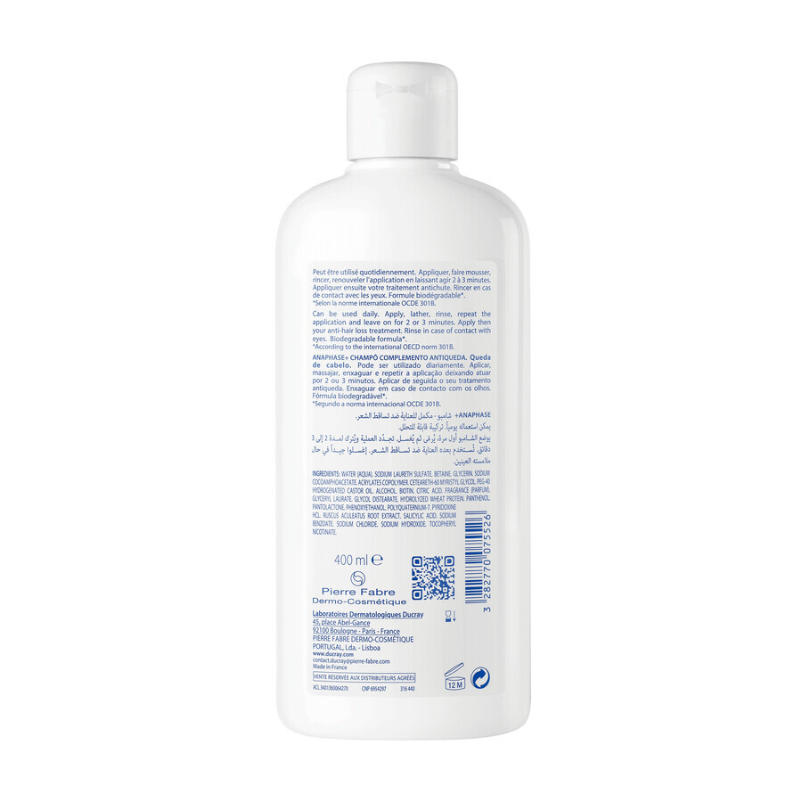 Ducray Anaphase+, shampoo tegen haaruitval, versterkt en geeft volume, 400 ml