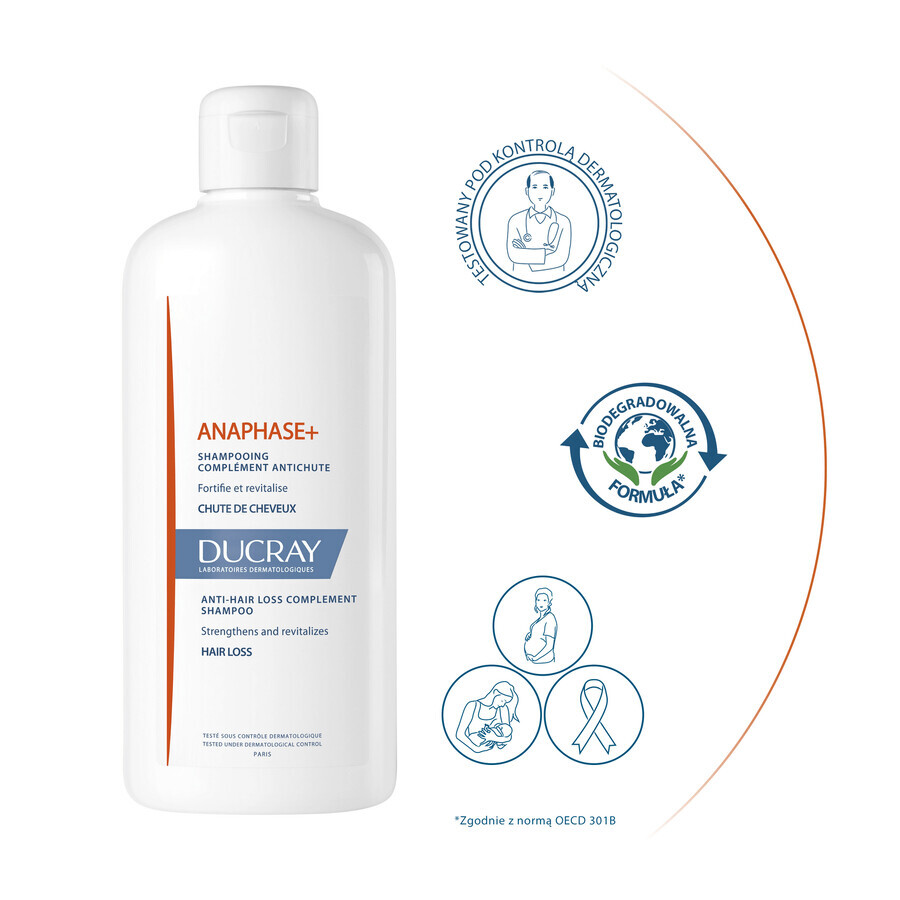 Ducray Anaphase+, shampoo tegen haaruitval, versterkt en geeft volume, 400 ml