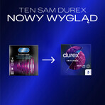 Durex Intense, condooms met stimulerende gel, geribbeld met bies, 3 stuks