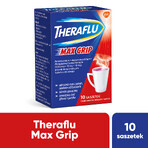 Theraflu Max Grip 1000 mg + 70 mg + 10 mg, poeder voor orale oplossing, smaak van bosvruchten en menthol, 10 sachets 