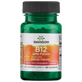 Swanson B-12 met foliumzuur, vitamine B12 en foliumzuur, 60 sublinguale tabletten