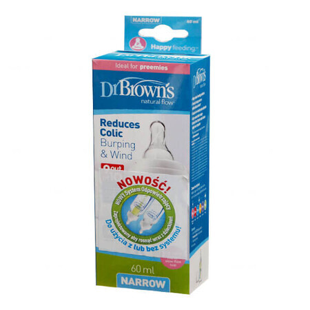 Dr Brown&#39;s Options, biberón estándar con tetina, para bebés prematuros, 60 ml