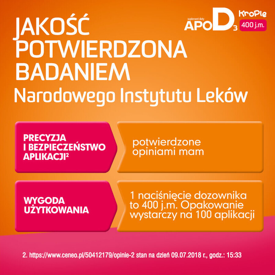 ApoD3 Druppels, vitamine D3 400 IE voor zuigelingen en kinderen vanaf dag 1, 10 ml