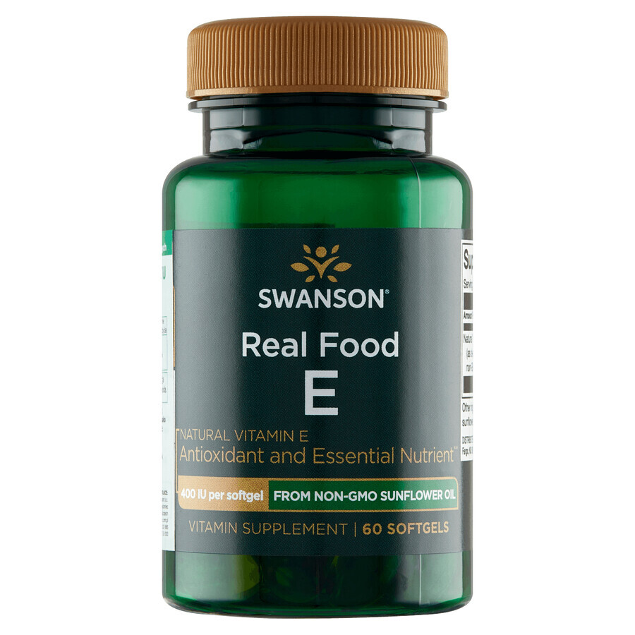 Swanson Real Food E, natürliches Vitamin E 400 IU, 60 Kapseln