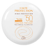 Avene Sol, protector compacto mineral arena, pieles hipersensibles, SPF 50, 10 g