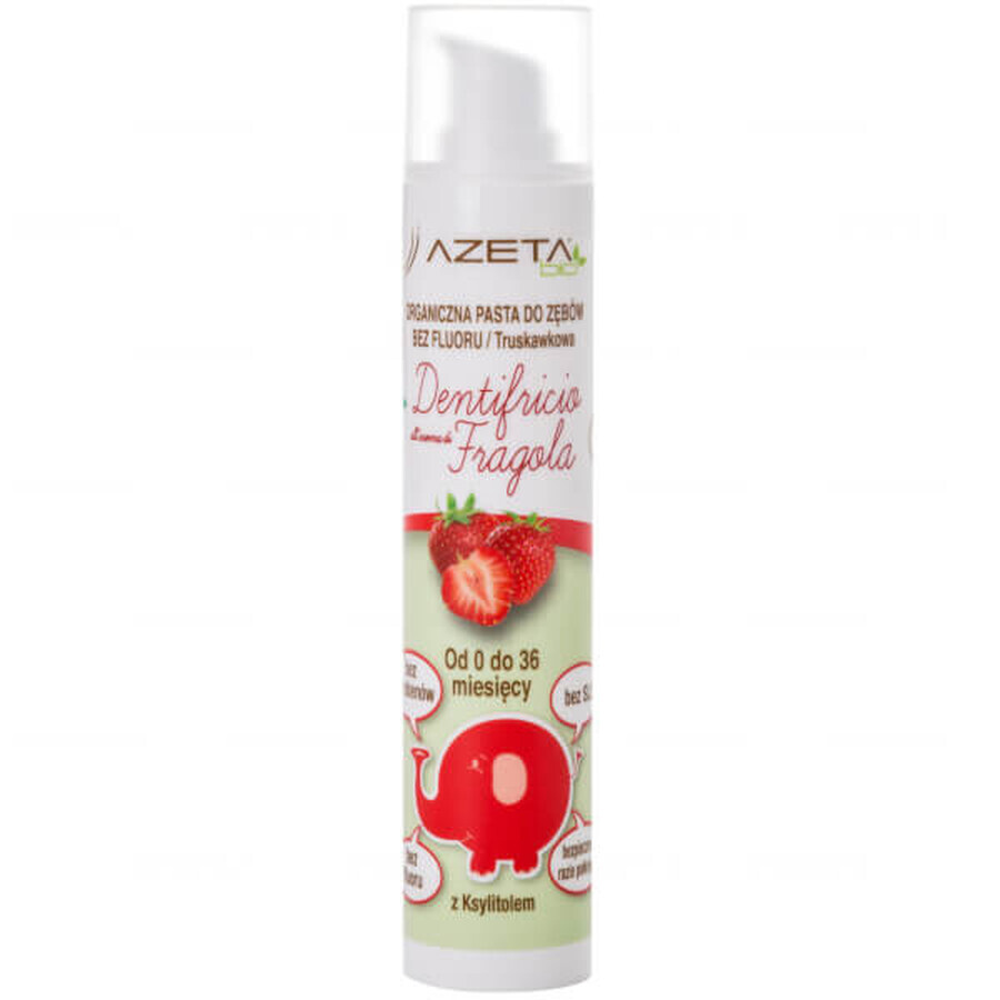 Azeta Bio, dentifrice bio pour enfants, 0-36 mois, sans fluor, fraise, 50 ml