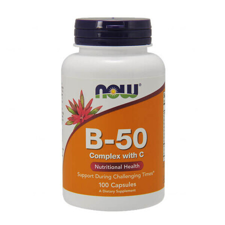 Now Foods B-50, vitamine B-complex, 100 tabletten