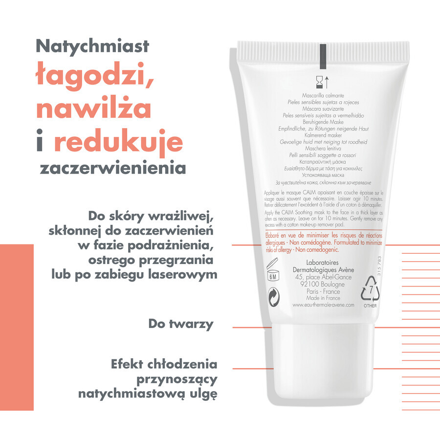 Avene Antirougeurs Calm, beruhigende Maske, empfindliche, vaskuläre, zu Rötungen neigende Haut, 50 ml