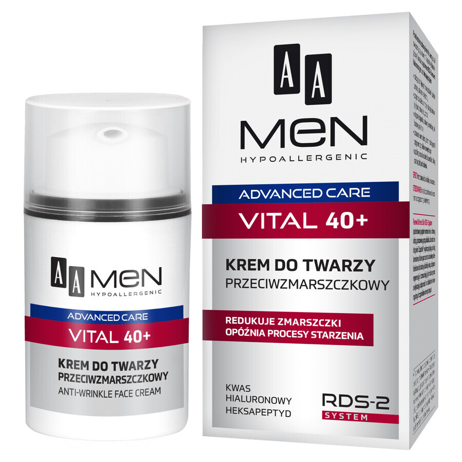 AA Men Advanced Care Vital 40+, crema viso antirughe, 50 ml