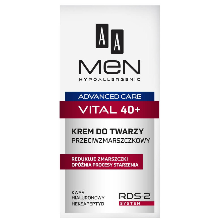 AA Men Advanced Care Vital 40+, crema viso antirughe, 50 ml