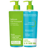 Bioderma Sebium Gel Moussant, antibakterielles Reinigungsgel für das Gesicht, 2 x 500 ml