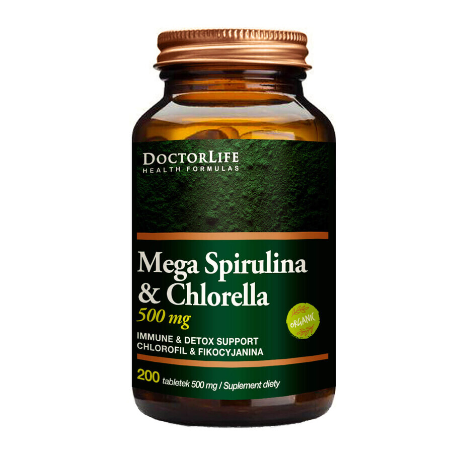 Doctor Life Mega Spirulina &amp; Chlorella, 200 tabletten