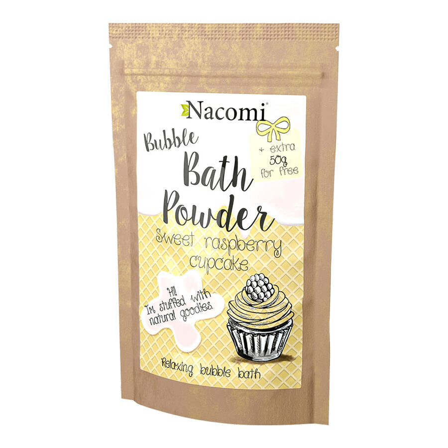 Nacomi, polvo de baño, cupcake de frambuesa, 150 g