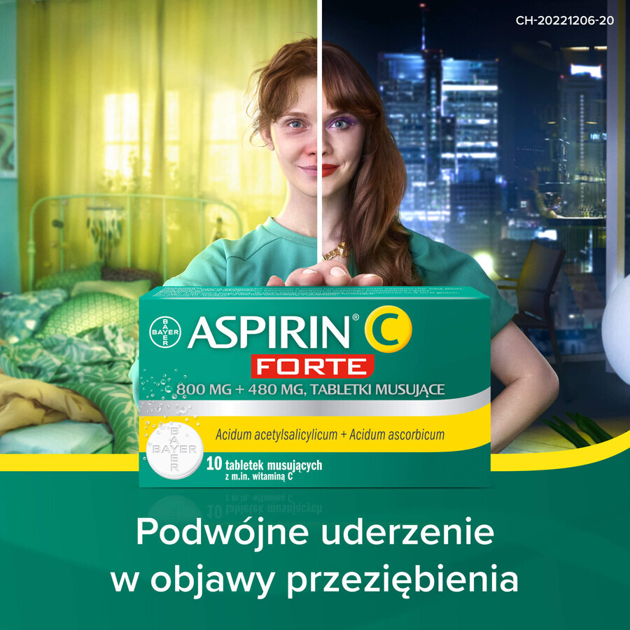 Aspirin C Forte 800 mg + 480 mg, 10 effervescent tablets