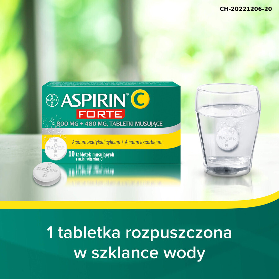 Aspirin C Forte 800 mg + 480 mg, 10 effervescent tablets