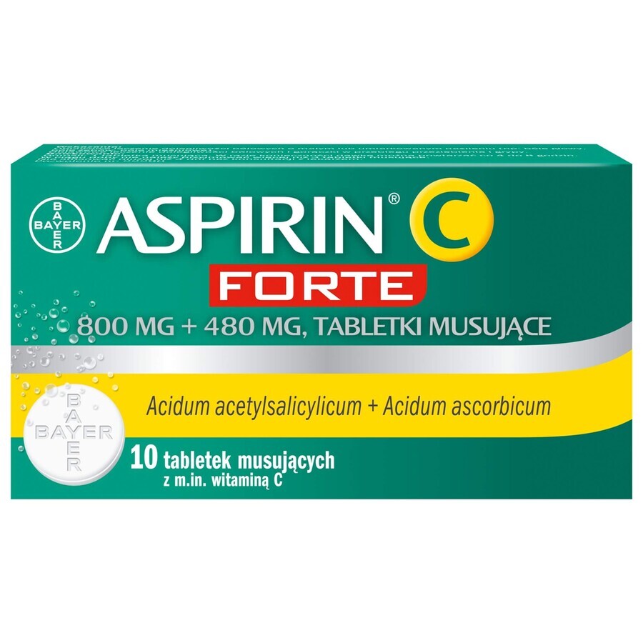 Aspirin C Forte 800 mg + 480 mg, 10 effervescent tablets