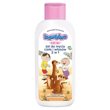 Bambino Kids, 2-in-1 wasgel voor lichaam en haar, Bolek i Lolek i surykatki, vanaf 1 jaar, 400 ml