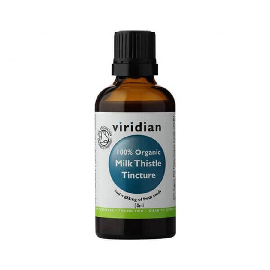 Viridian 100% Tinctura organică de ciulin de lapte, ciulin, picături organice, 50 ml