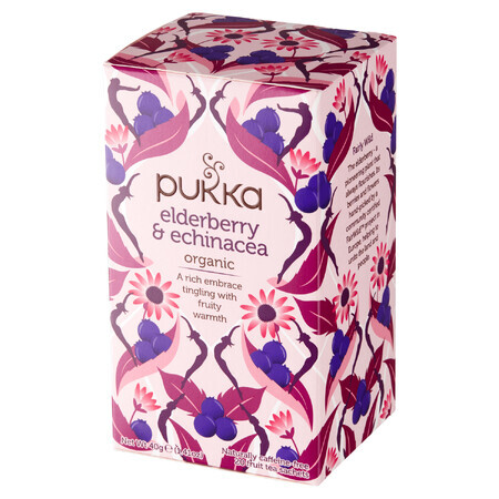 Pukka Holunder &amp; Echinacea Bio, Früchte- und Kräutertee, violetter Sonnenhut und Holunder, aromatisiert, 2 g x 20 Portionsbeutel