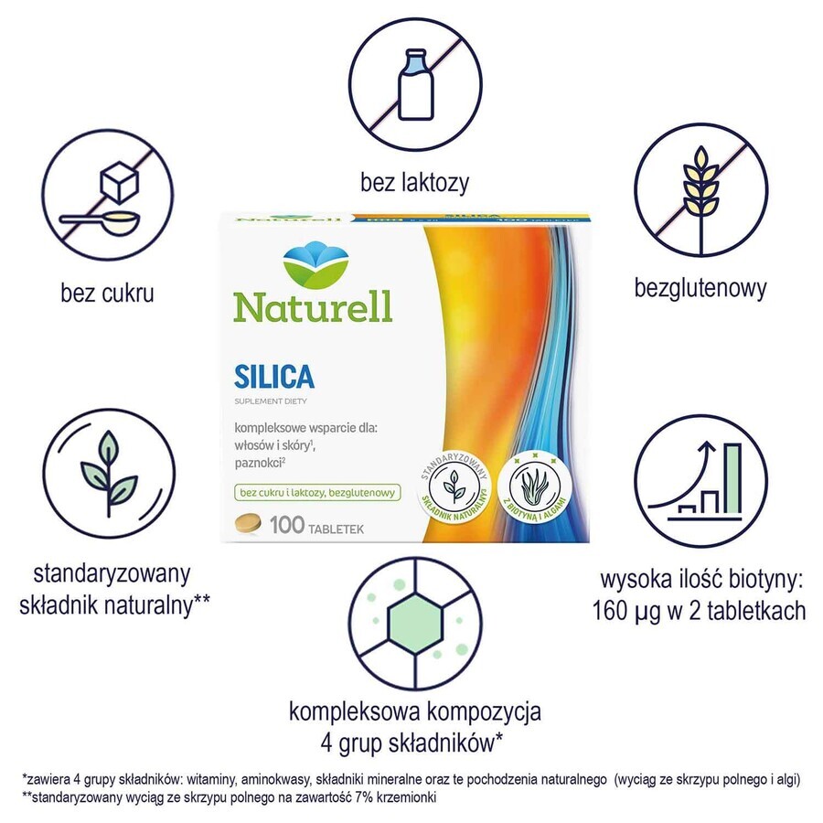 Naturell kiezelzuur, 100 tabletten