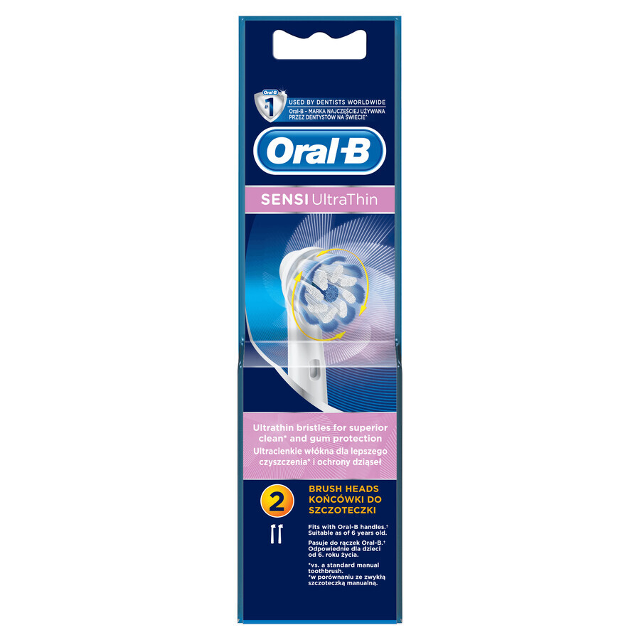 Oral-B, embouts de remplacement pour la brosse à dents électrique Sensi UltraThin, EB 60-2, 2 pièces